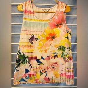 Christopher & Banks Floral Tank Top - Pink, Yellow, Green